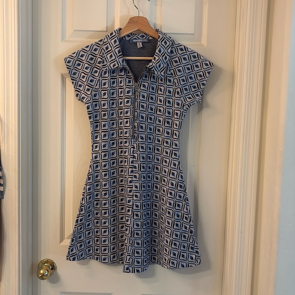 Urban Outfitters Blue and White Geometric Dress